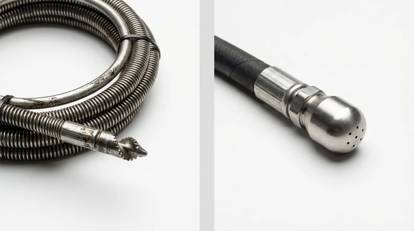 Drain snake cable and hydro jetting nozzle used for drain cleaning in Blytheville, AR