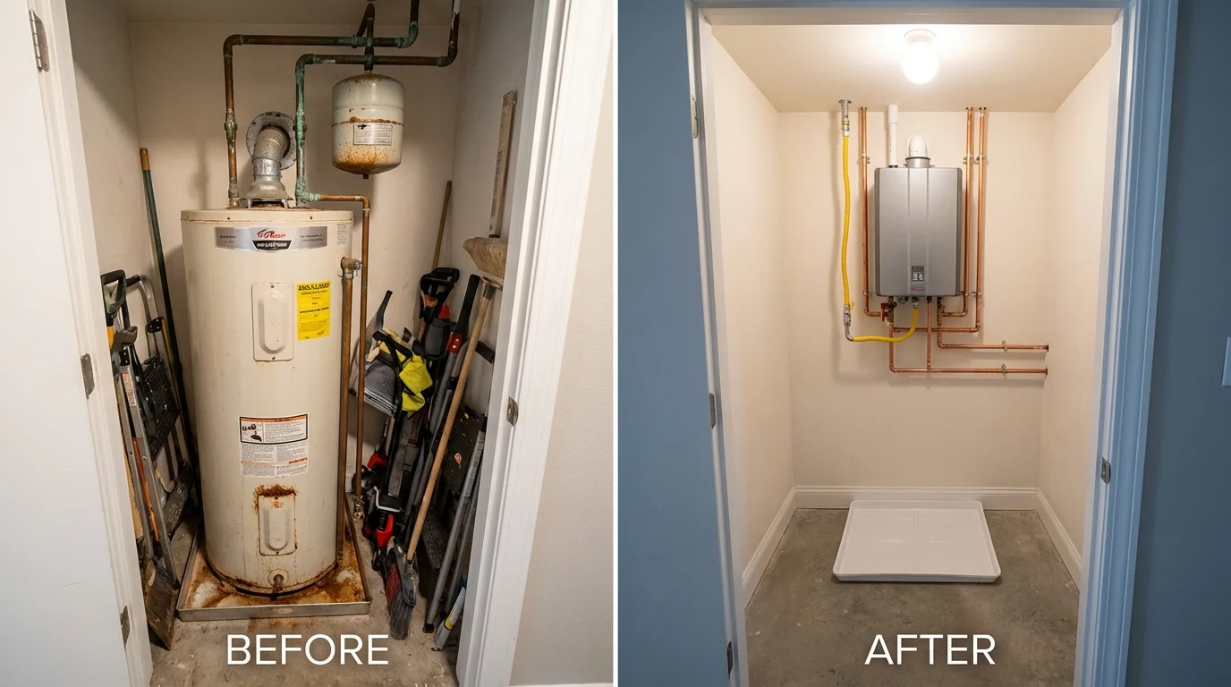 Tank water heater versus wall-mounted tankless unit comparison for Blytheville, AR homeowners
